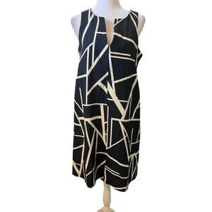 Banana Republic Black Beige Abstract Pattern Sleeveless Dess   S